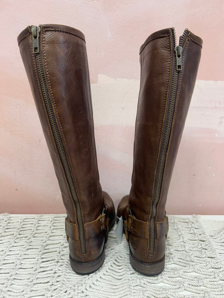 Frye Leather Riding Boot w/ Buckle Detail