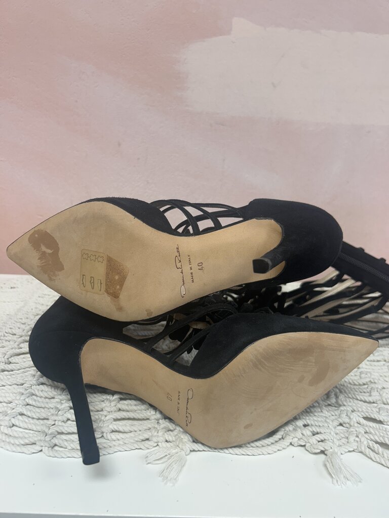 Oscar de la Renta Suede Cage Boots
