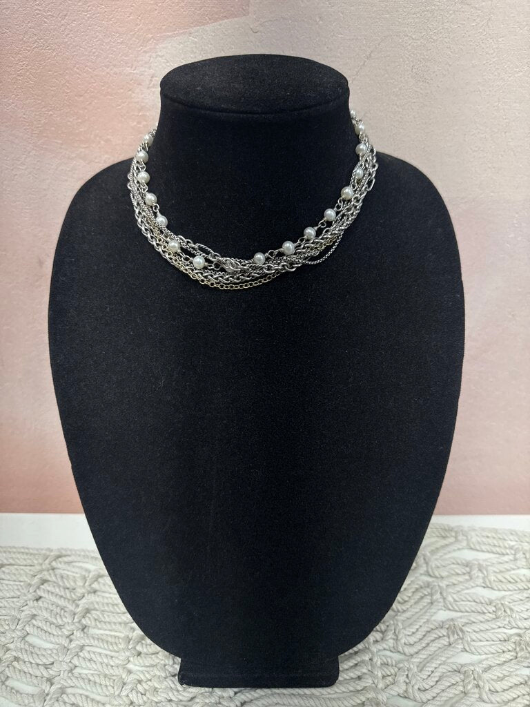David Yurman Two Tone Multi Strang Pearl Choker
