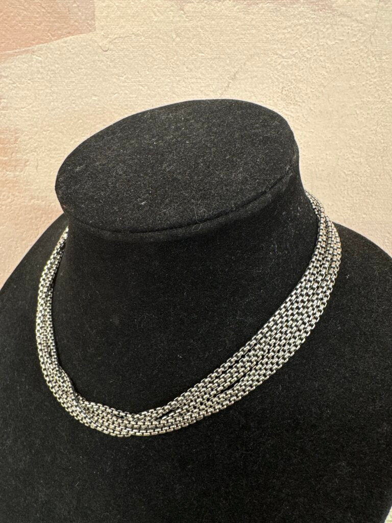 David Yurman Two Tone 6 Row Box Chain Necklace