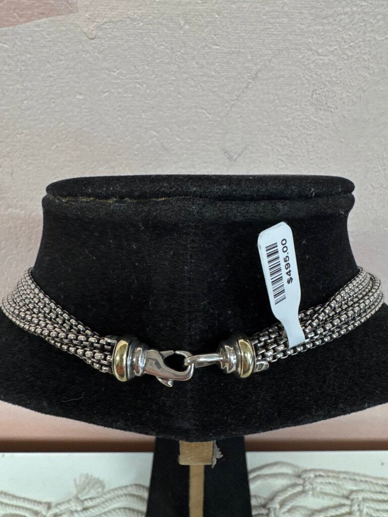 David Yurman Two Tone 6 Row Box Chain Necklace