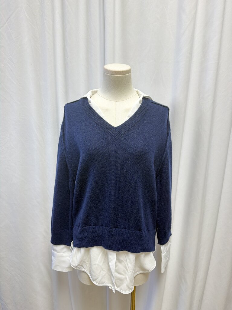 Brochu Walker Wool V-Neck Sweater w/ Collar