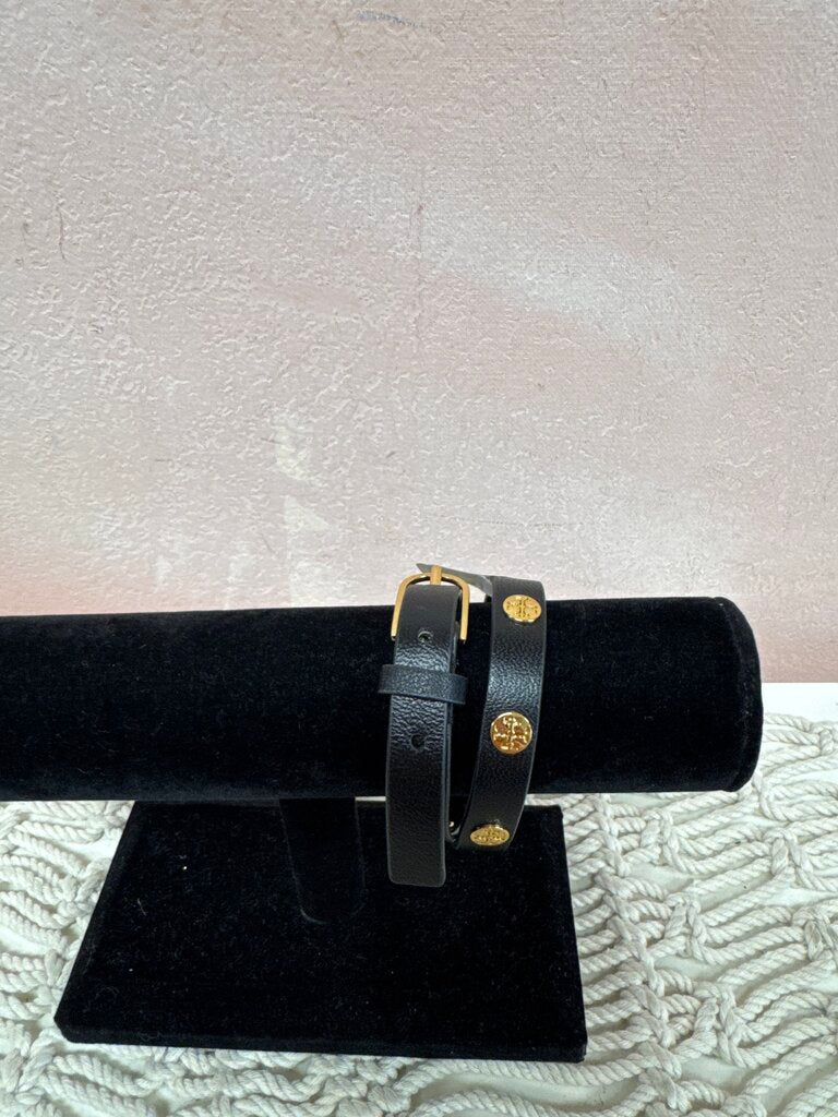 Tory Burch Logo Leather Wrap Bracelet