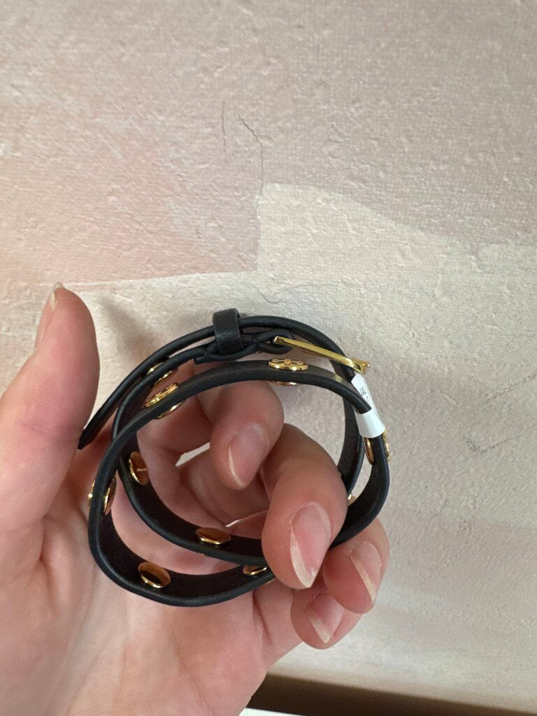Tory Burch Logo Leather Wrap Bracelet