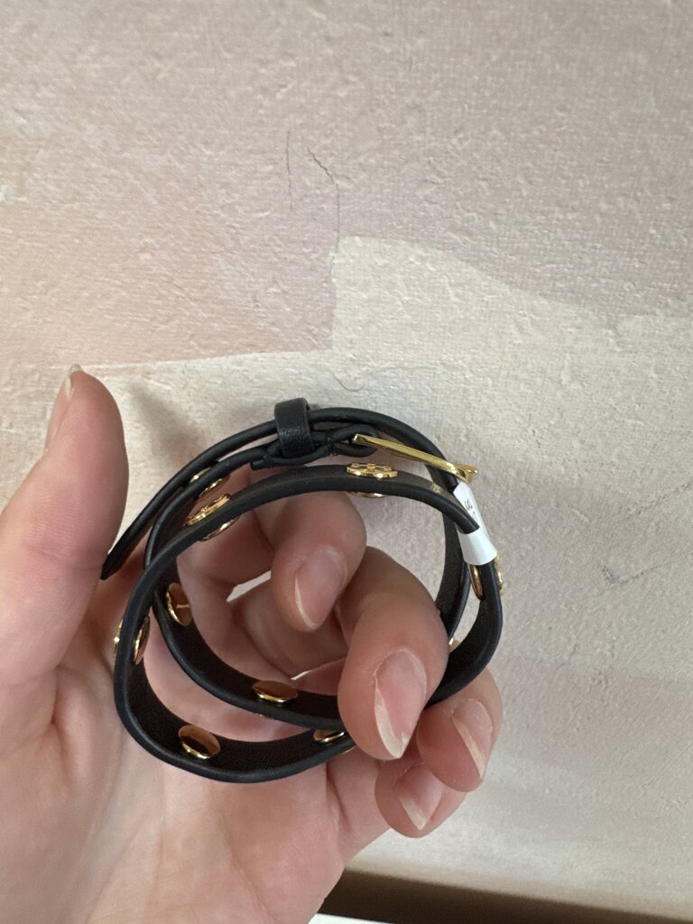 Tory Burch Logo Leather Wrap Bracelet