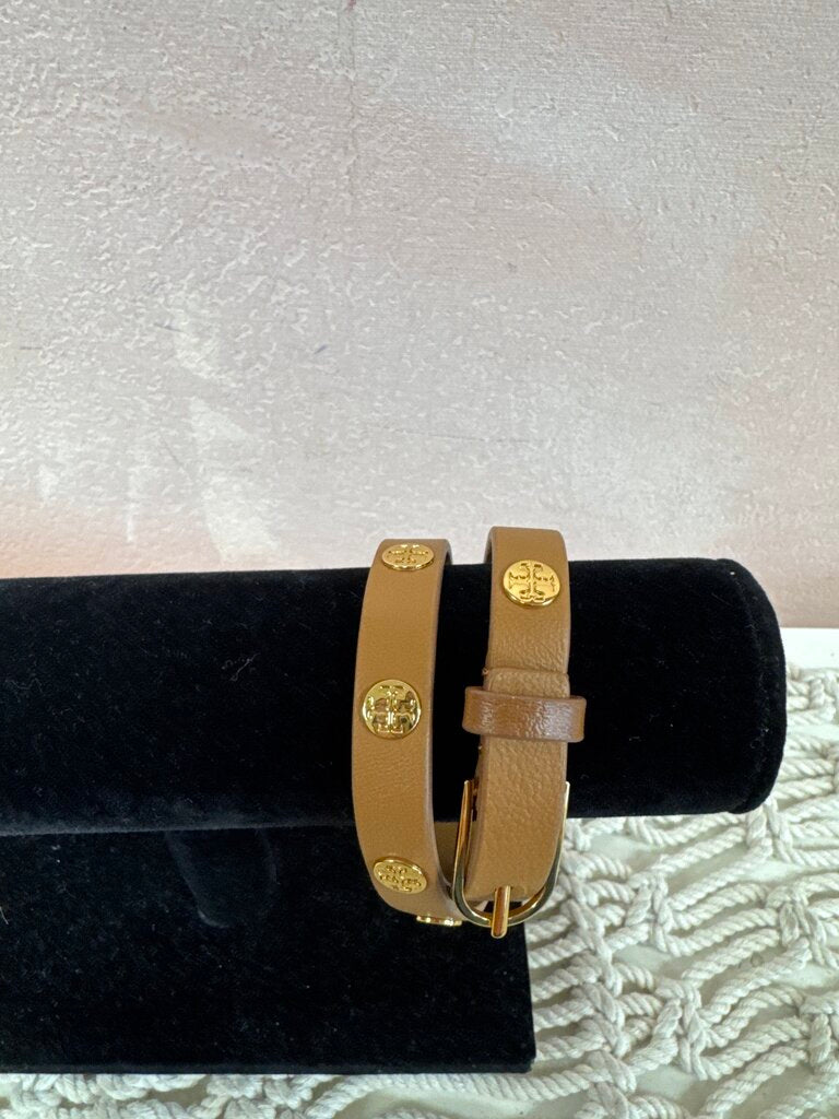 Tory Burch Logo Leather Wrap Bracelet