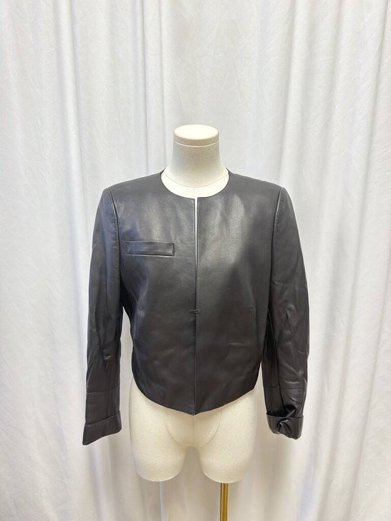 Akris Hook Closure Leather Lamb Leather Jacket