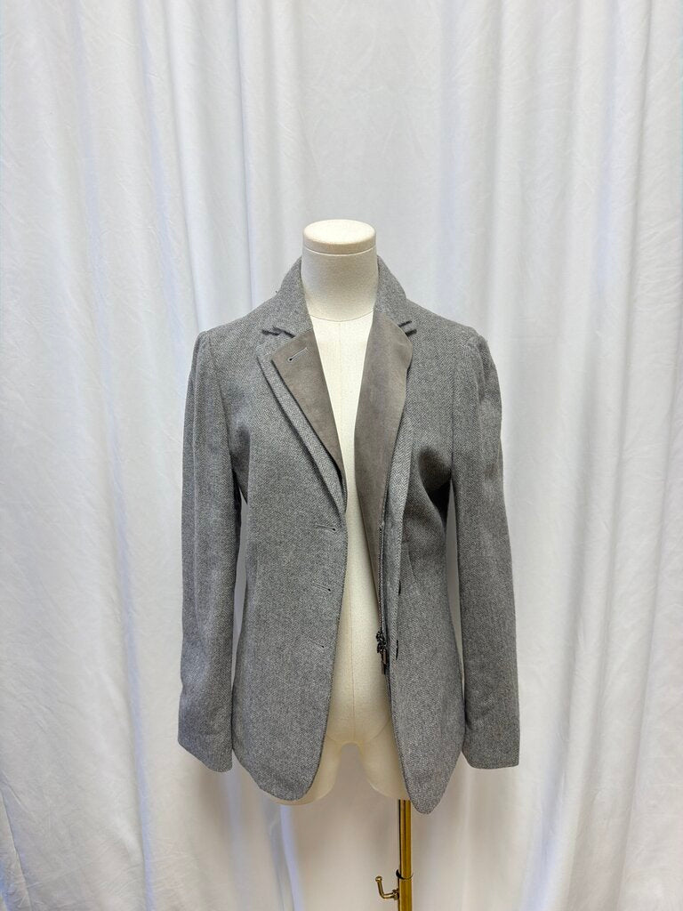 Armani Wool and Suede Double Collar Blazer