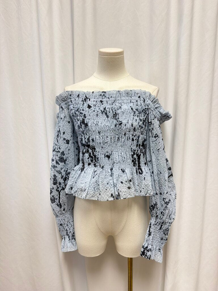 All Saints Off The Shoulder Tie Dye Top