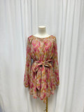 Dress The Population Belted Metallic Floral Dress