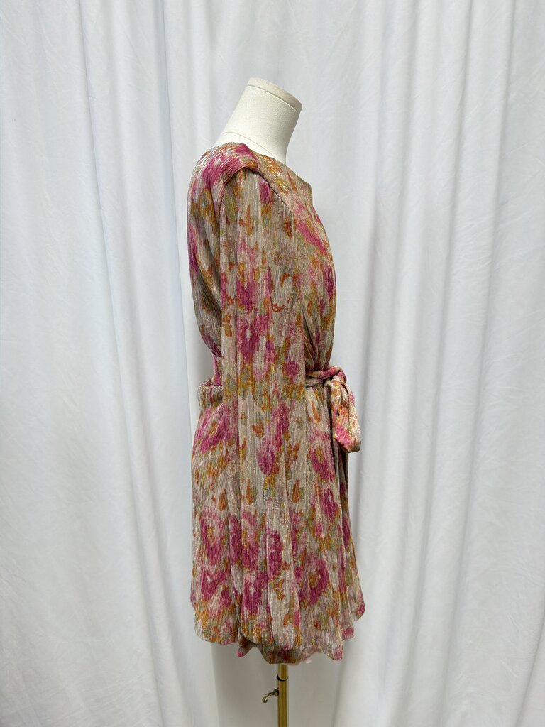 Dress The Population Belted Metallic Floral Dress
