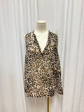 L'Agence Animal Print Sleeveless V-Neck Shell