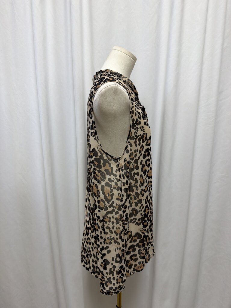 L'Agence Animal Print Sleeveless V-Neck Shell