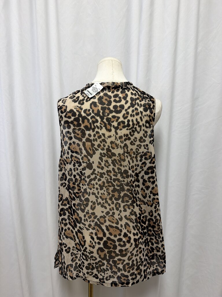 L'Agence Animal Print Sleeveless V-Neck Shell