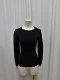 Minnie Rose Scalloped Neckline Long Sleeve