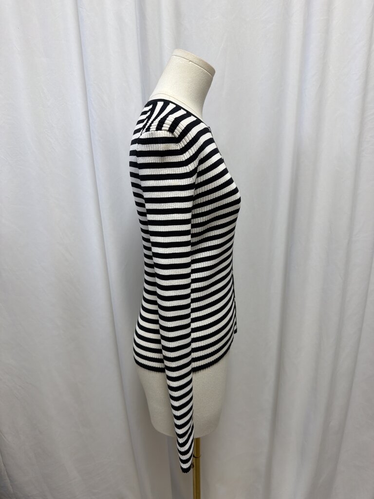 Theory Ribbed Crew Neck Button Up Sweater