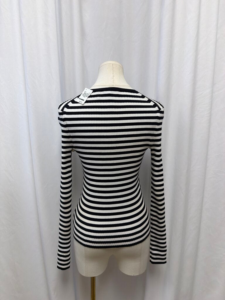 Theory Ribbed Crew Neck Button Up Sweater
