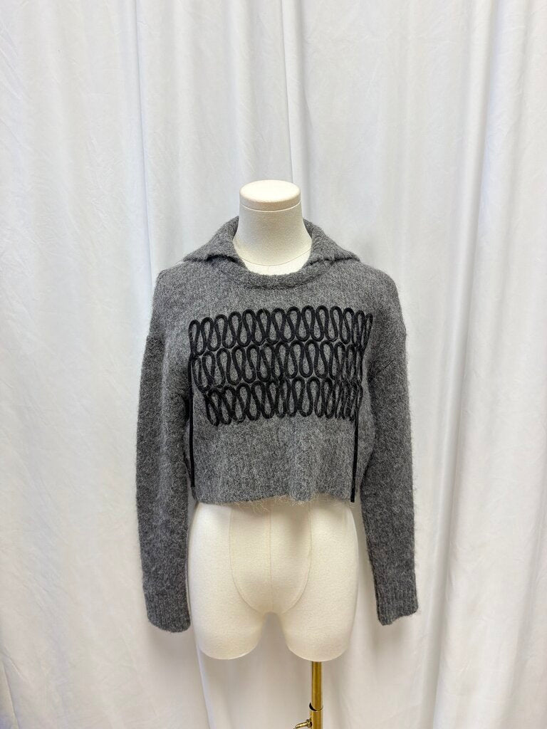 Pier Antonio Gaspari Embroidered Alpaca/Virgin Wool Cropped Sweater