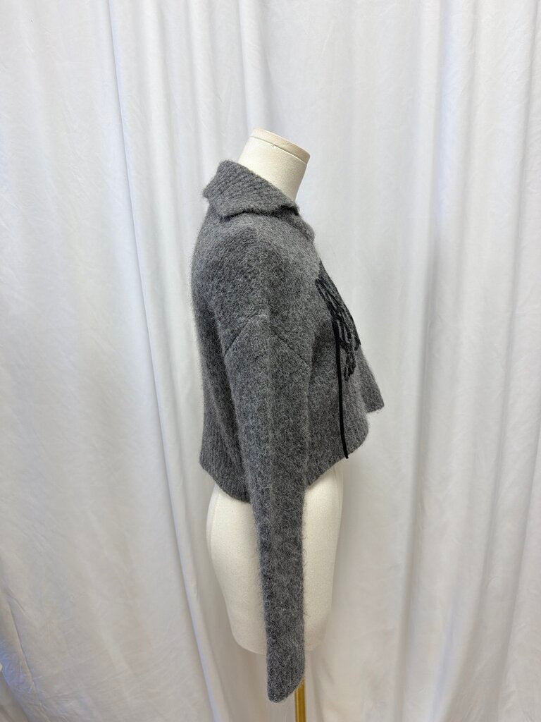 Pier Antonio Gaspari Embroidered Alpaca/Virgin Wool Cropped Sweater