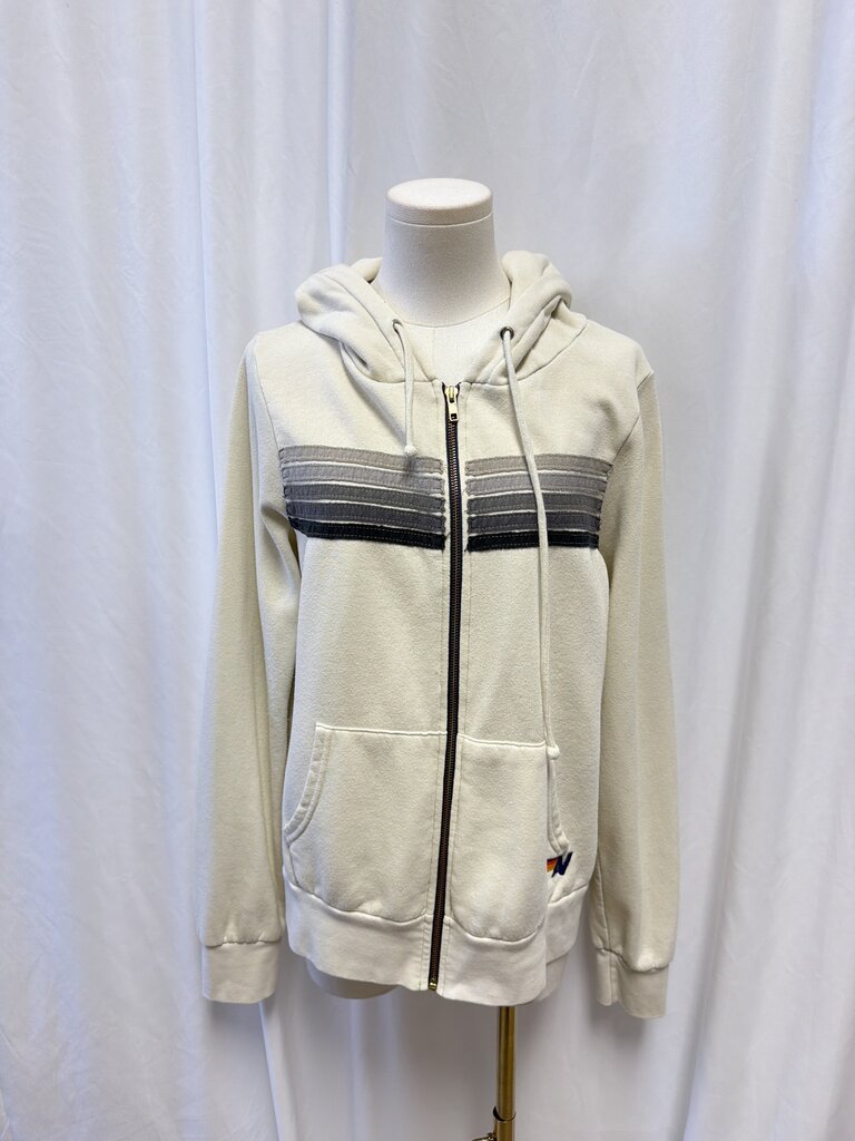 Aviator Nation Grey Striped Zip Up