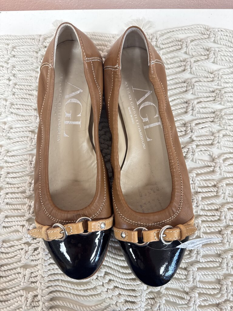 AGL Tan Cap Toe Ballet Flat