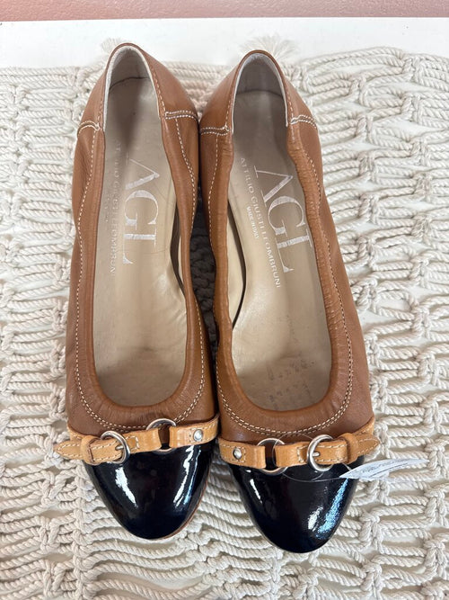 AGL Tan Cap Toe Ballet Flat