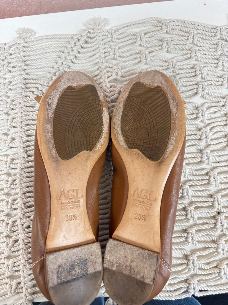 AGL Tan Cap Toe Ballet Flat