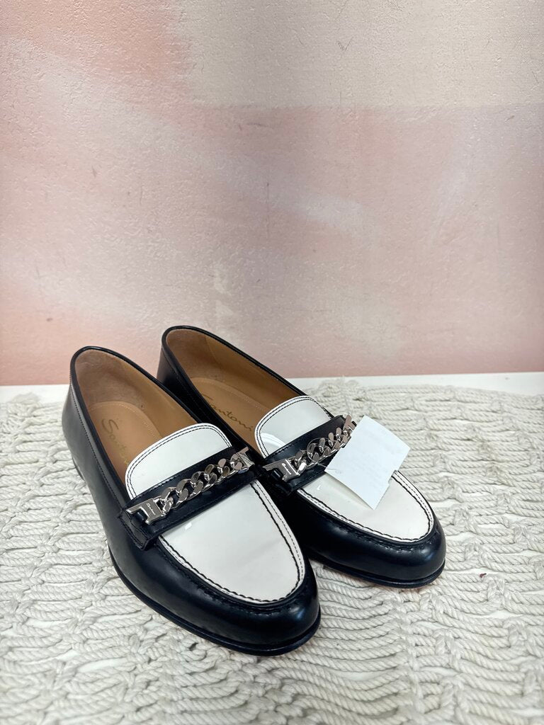 Santoni Black/White Loafers