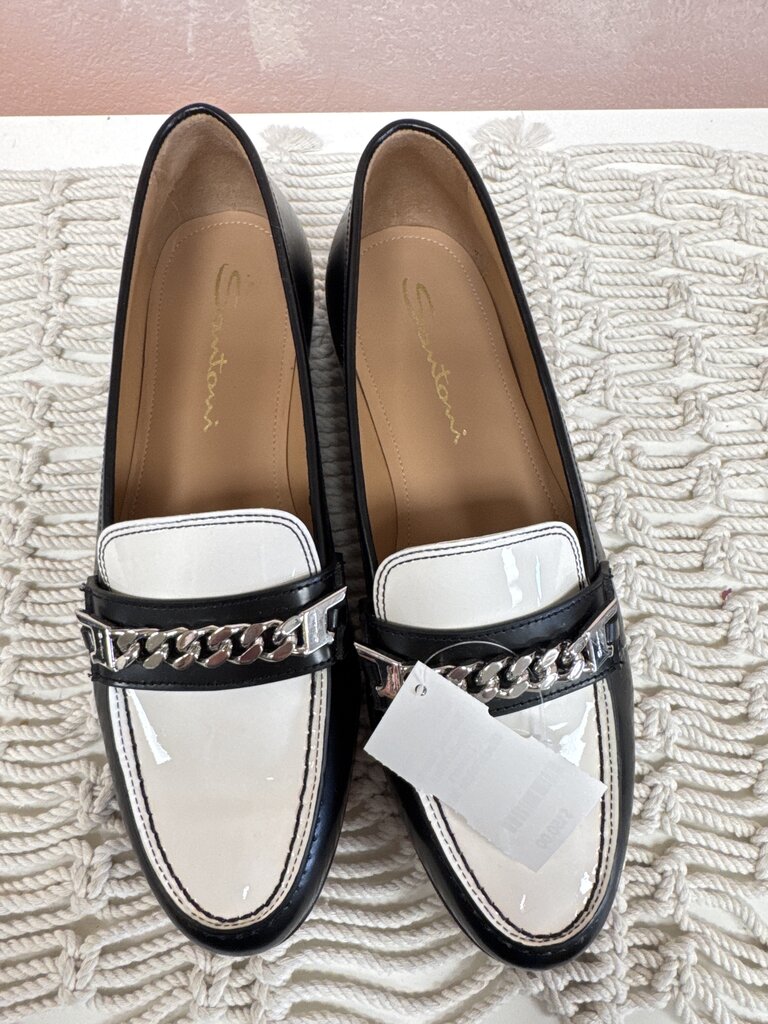 Santoni Black/White Loafers