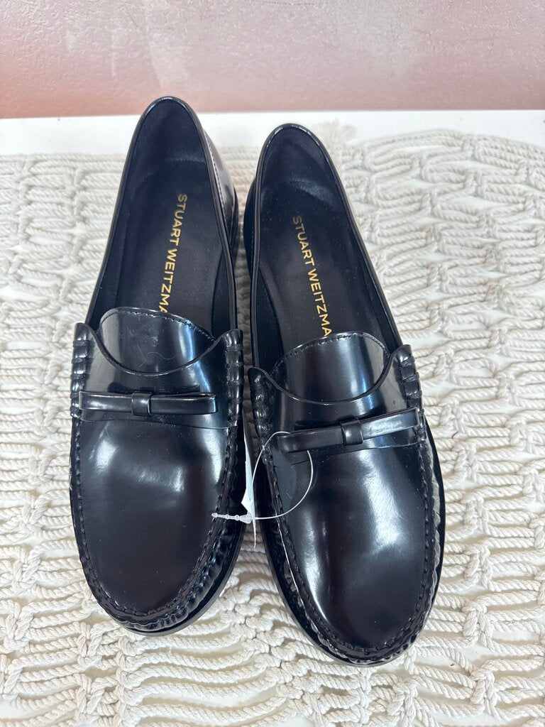 Stuart Weitzman Black Bow Loafers