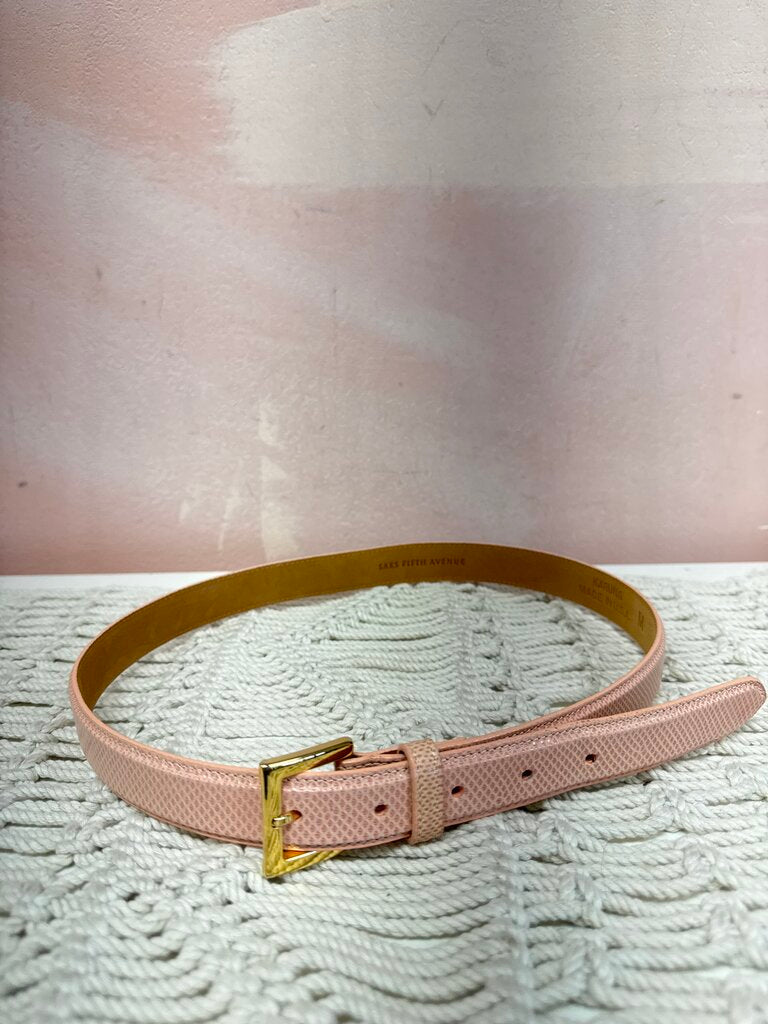 Saks Fifth Avenue Pink Karung (Snakeskin) Belt