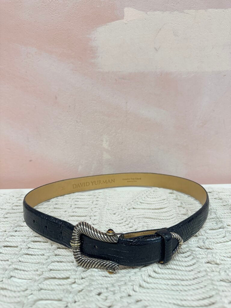 David Yurman Black Genuine Lizard Belt