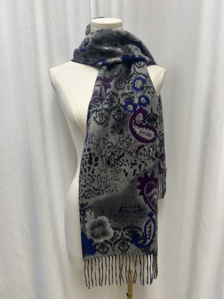 Enzo Mantovani Paisley Cashmere Fringe Scarf