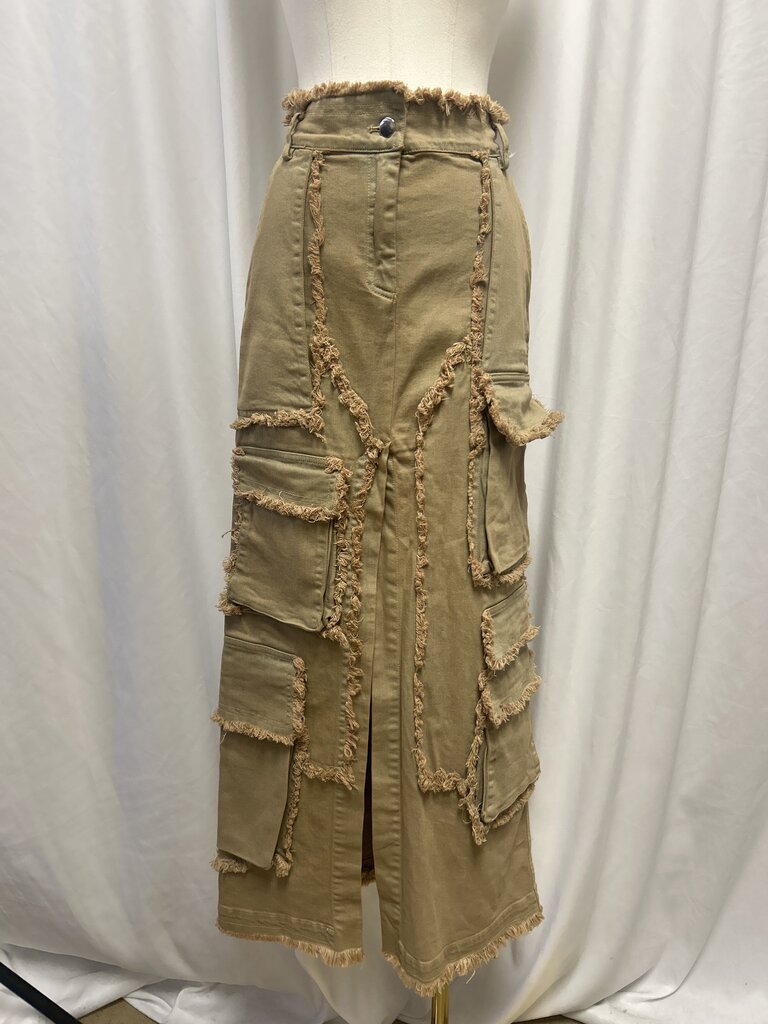 Act No.1 Distressed Front Vent Maxi Skirt