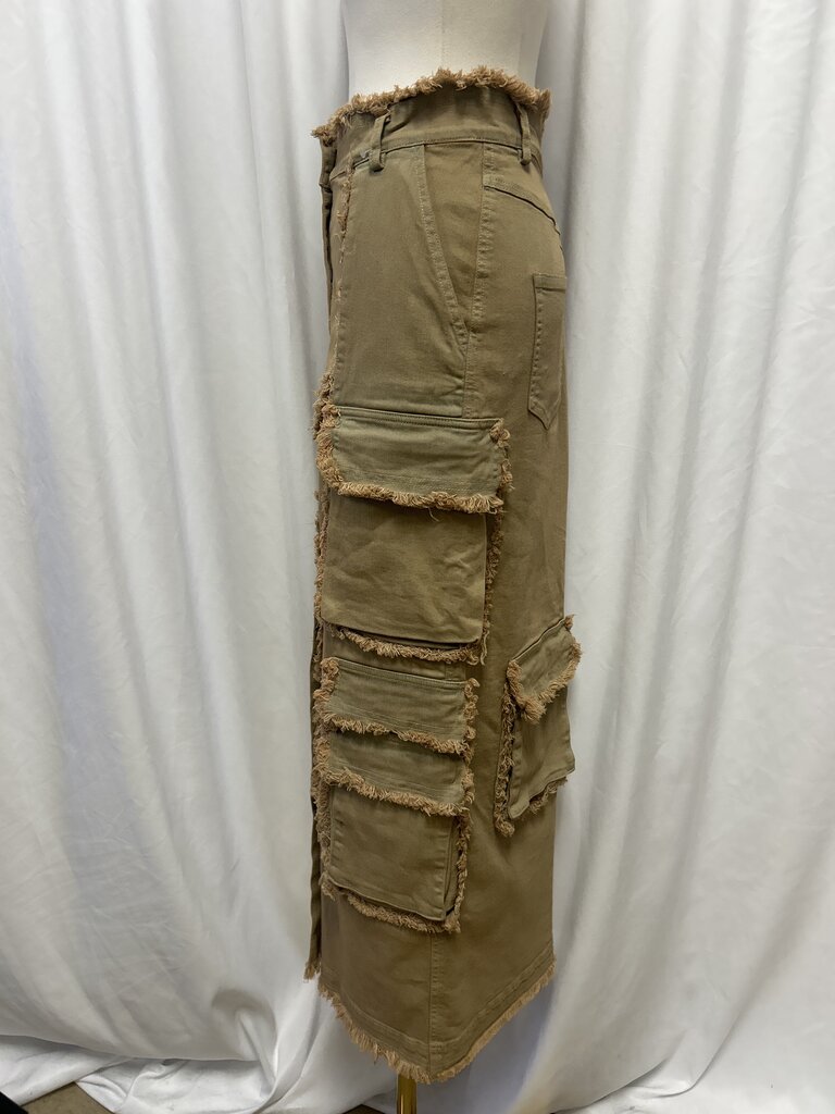 Act No.1 Distressed Front Vent Maxi Skirt