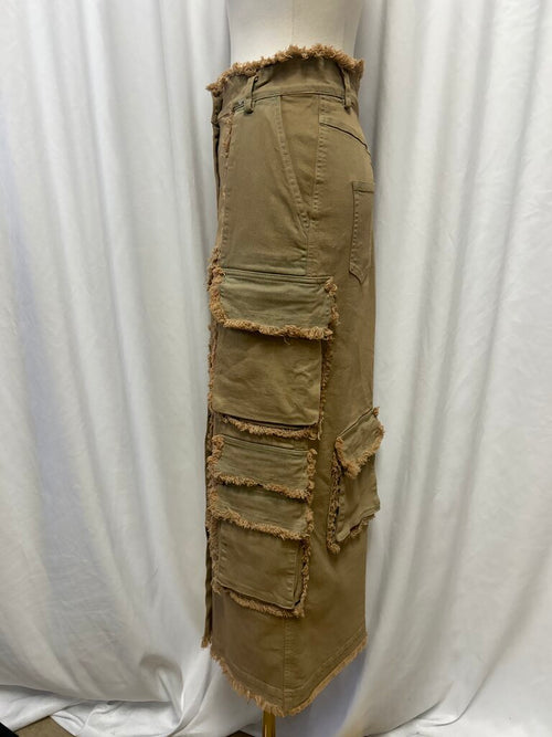 Act No.1 Distressed Front Vent Maxi Skirt