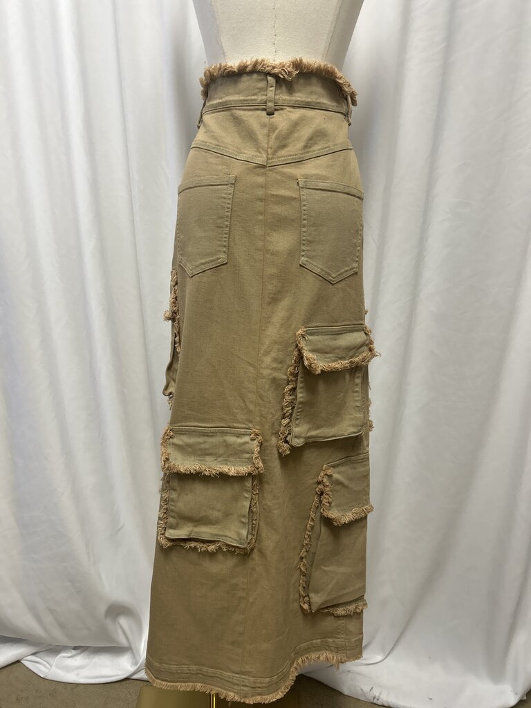Act No.1 Distressed Front Vent Maxi Skirt