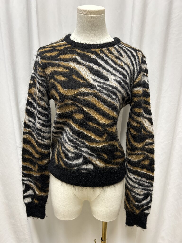 Equipment Mohair/Wool Blend Zebra Print Sweater