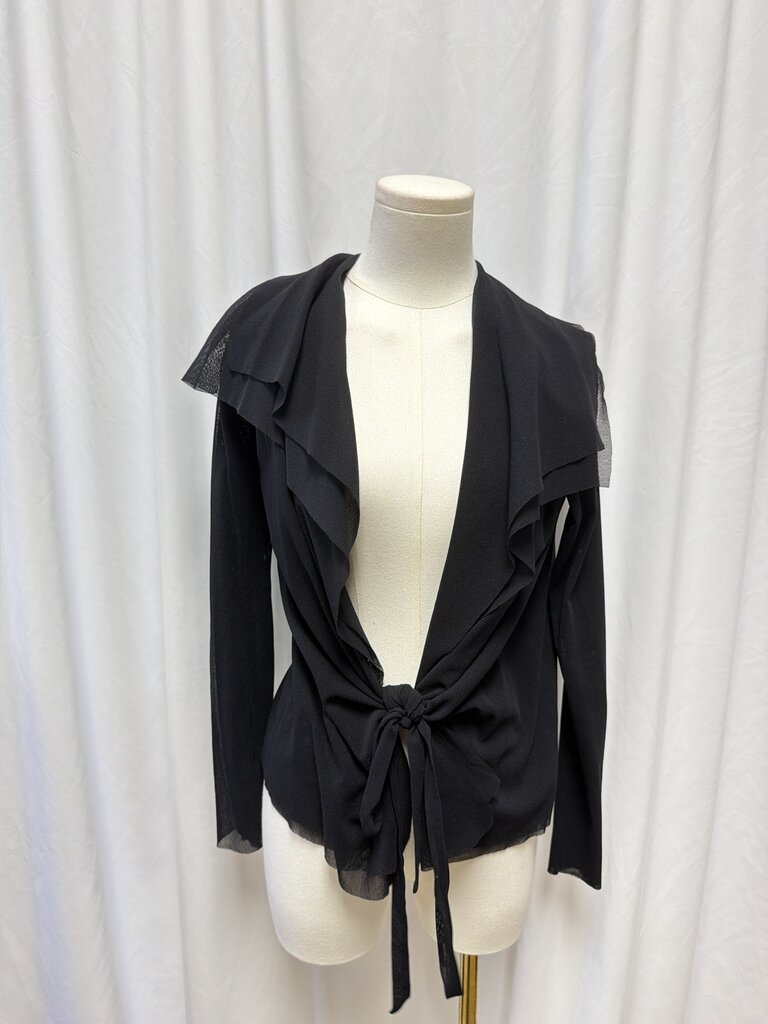 Fuzzi Mesh Wrap Long Sleeve Top