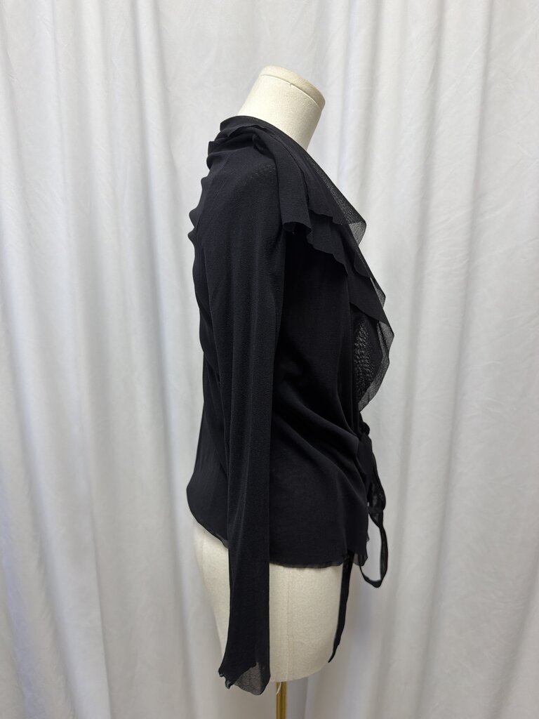 Fuzzi Mesh Wrap Long Sleeve Top