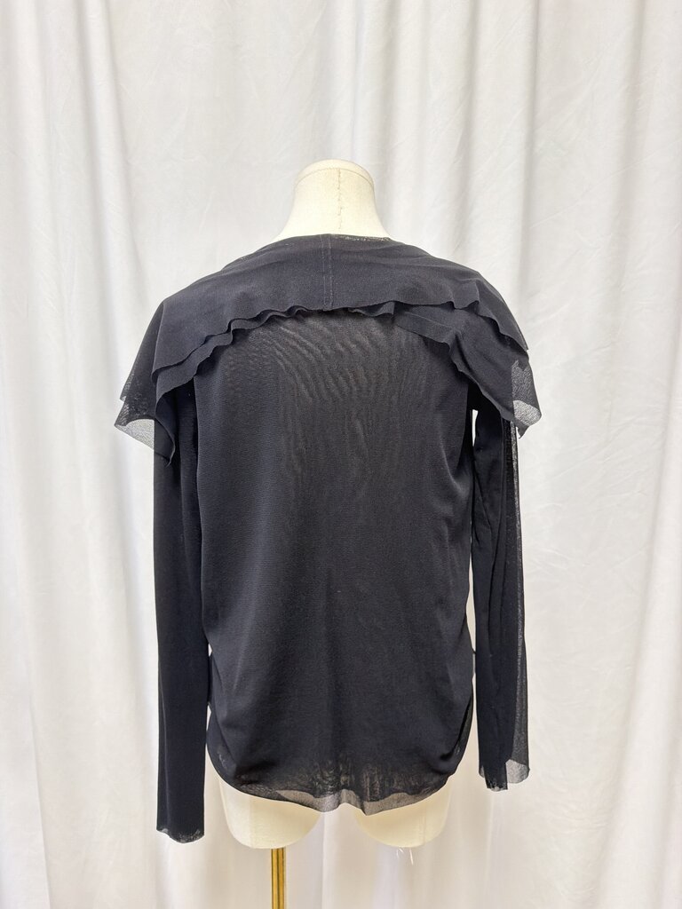 Fuzzi Mesh Wrap Long Sleeve Top