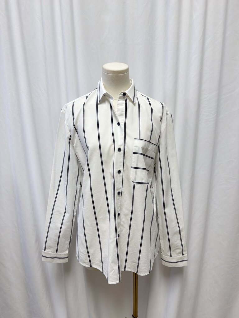 ATM White Striped Button Up Shirt