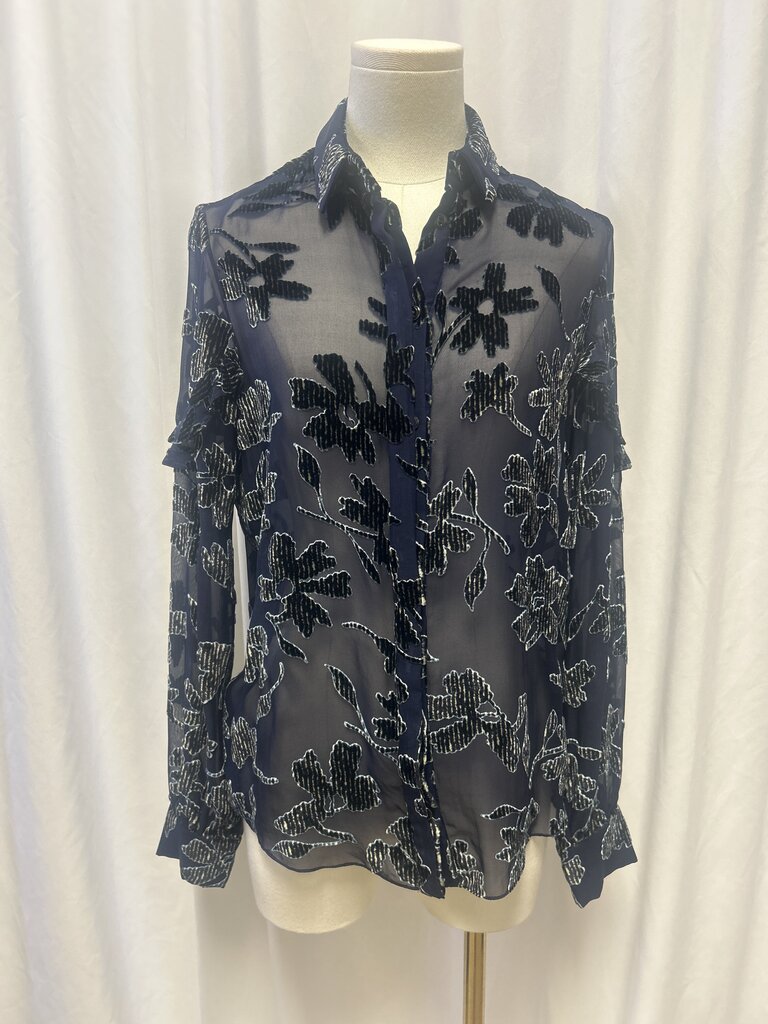 Saloni Velvet Floral Applique Blouse