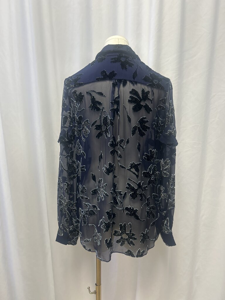 Saloni Velvet Floral Applique Blouse
