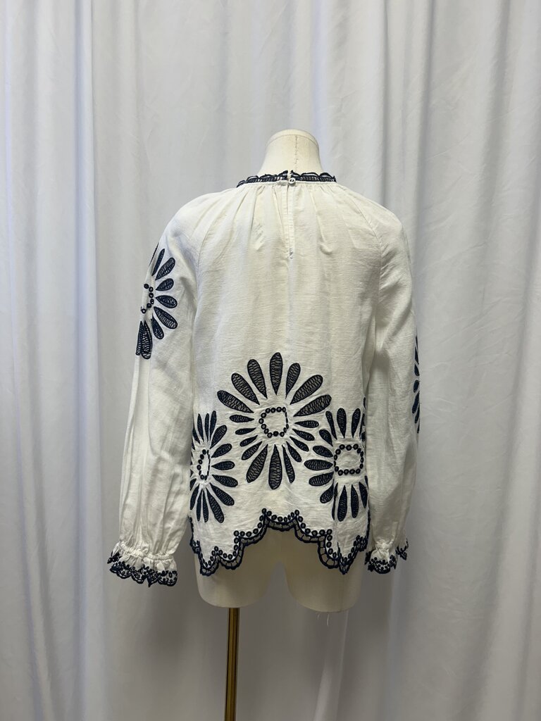 Ulla Johnson Linen/Cotton Blend Embroidered Puff Sleeve Top