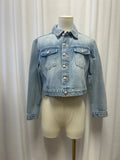 L'Agence Cropped Light Wash Denim Jacket