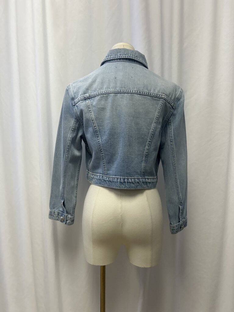 L'Agence Cropped Light Wash Denim Jacket