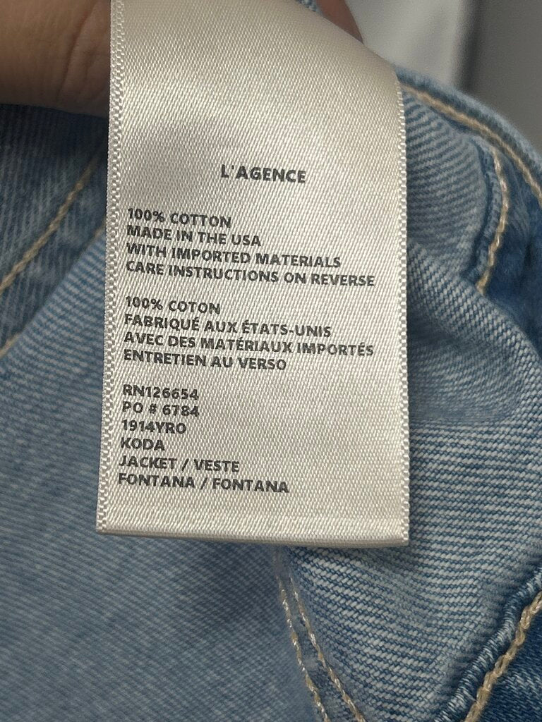 L'Agence Cropped Light Wash Denim Jacket