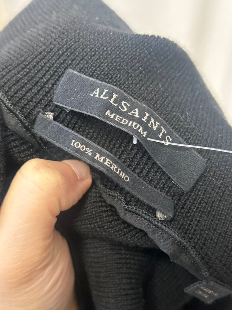 AllSaints Black Merino Turtleneck Sweater