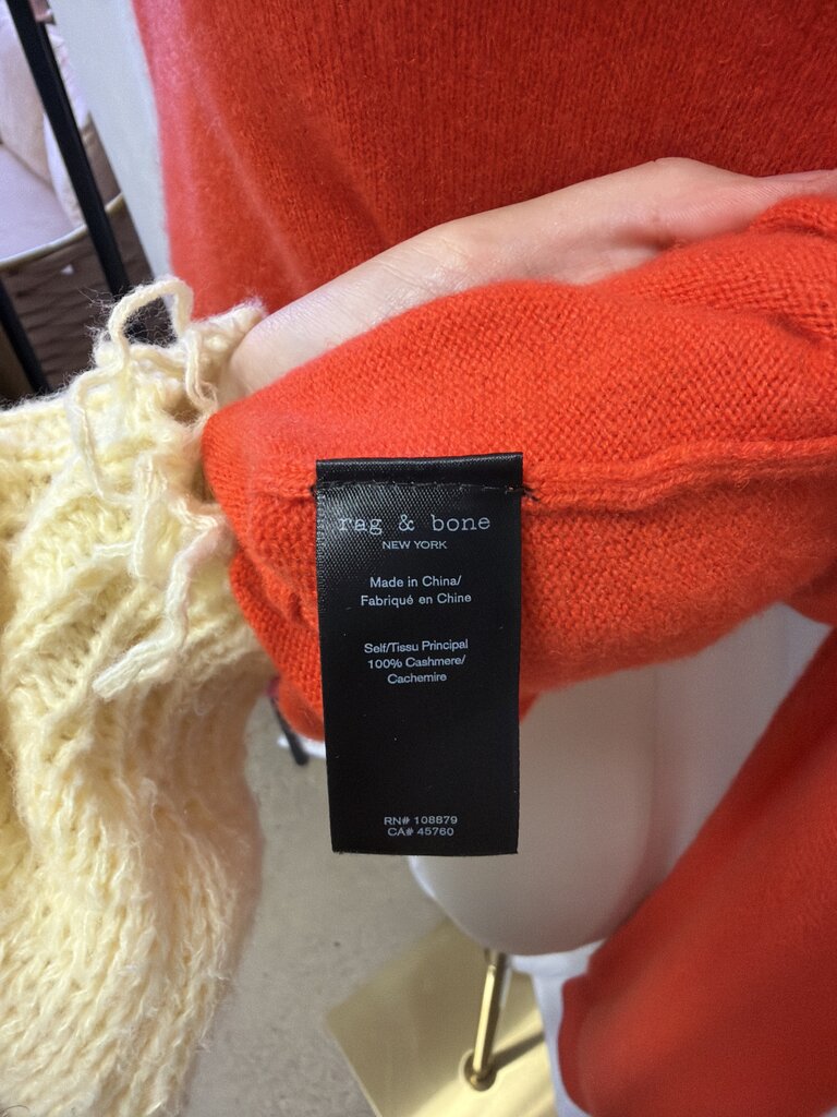 rag & bone Orange Mock Neck Cashmere Sweater